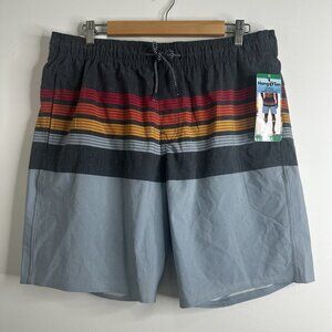 Hang Ten Shorts Mens XL Light Blue‎ Striped Swim Trunks Quick Dry Board Shorts